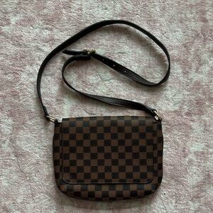 Checkered Brown Women's Crossbody Bag